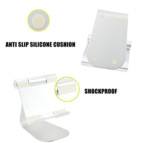 Verstellbare iPad Handy Halterung, Tonyhoney 270 ° Drehbares Phone Dock Smartphones Ständer,Tisch Halterung für Tablets, E-Reader und Smartphones wie iPhone 7 / iPad , Samsung, Huawei,Sony usw–Aluminium Halterung in Silber - 5