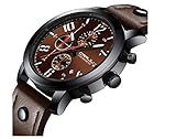 Werse Men's Date Multifunktions-Chronograph Gravur Zifferblatt Schnalle Quarz Anzahl Skeleton Uhr mit Edelstahlarmband Sport Business Edelstahl Uhr - Braun