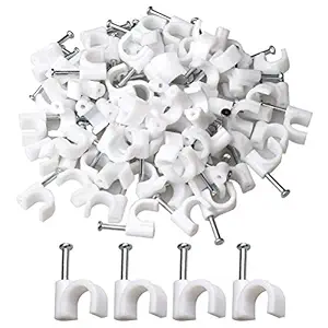 Manifold Electric India Wire Fastener Circle Cable Clips with 6 mm Diameter, Set of 100 Pieces (white)