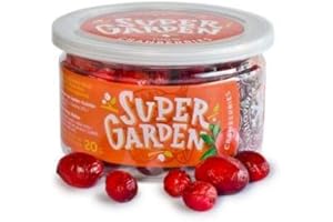 SUPERGARDEN Super Garden Canneberges Lyophilisées - 100% Pur et Naturel - Convient aux Végétaliens - Sans Sucre Ajouté, Additifs Artificiels, Conservateurs, Gluten ou OGM - Collation Saine