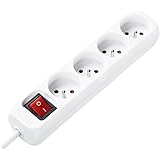 AmazonBasics Four Socket Extension Lead with On/Off Power Switch, 1 Metre, White