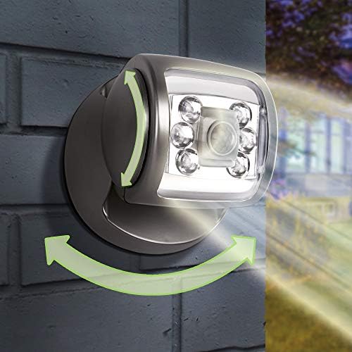 Wireless Super Bright LED Motion Sensor Porch Security Light - Waterproof with Automatic Timer Suitable for Outdoor Garden, Fence, Patio, Decking, Yard, Driveway & Stairs (Graphite, 1)