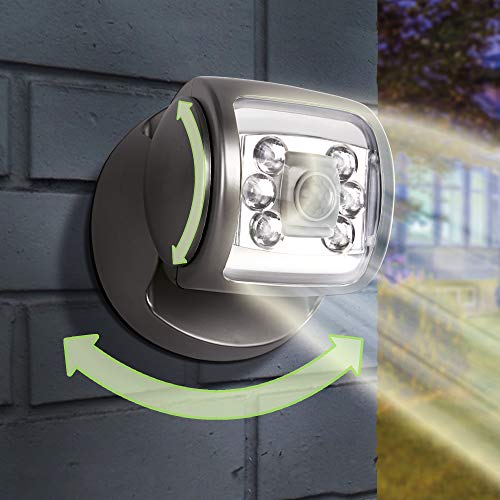 Wireless Super Bright LED Motion Sensor Porch Security Light - Waterproof with Automatic Timer Suitable for Outdoor Garden, Fence, Patio, Decking, Yard, Driveway & Stairs (Graphite, 1)