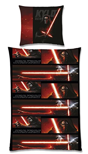 Global-Labels-G-104-600-SW16-100-Star-Wars-Kylo-Ren-Wende-Bettwsche-Renforce-135-x-200-cm-Bettbezug-und-80-x-80-cm-Kissenbezug
