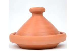 GENERISCH Marokkanische Tajine Topf zum Kochen, original aus marokko, Ø 22 cm, für 1 Person, handgetöpfert aus Marrakesch, frei von Schadstoffe, unglasiert, Tagine Tajin, Tajine natur, Handmade aus Marokko