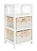 Produktbild ts-ideen Kiefer Roll Kommode Bad Flur Küchen Regal Schrank Nachttisch Schlafzimmer in Weiß Kunststoff Körbe 56 x 30 cm