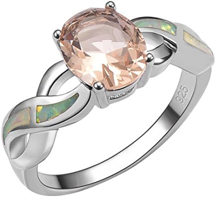 Weinuo Morganite White Fire Opal Silver Gold Filled Ring Size M To T1/2
