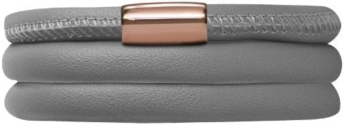 Endless Leather Bracelet Grey Triple Rose Gold Plated Lock Length 60 cm