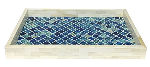 Decorative Tray Platters Breakfast Coffee Table Top Moorish Moroccan Pattern Inlay Quatrefoil Designer All Purpose Serving Tray from Handicrafts Home Size 11x17 Inches
