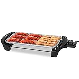 Rock & Water 2000! Plaque électrique en pierre de lave - sans PFOA et PTFE grand 57cm avec thermostat réglable à grill bbq barbeque barbecue table polyvalente teppanyaki