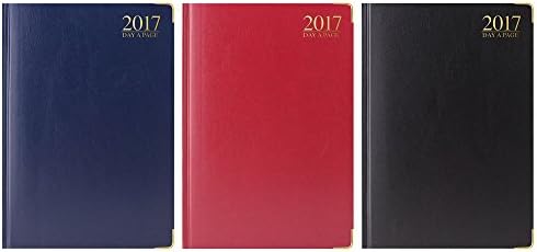 Tallon A4 DAY A PAGE DAP 2017 Diary with Full Page for Saturday &amp; Sunday Exec Padded Metal Corner Gilt (Black x 1)