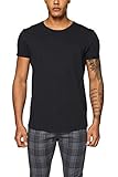 Gerader Saum edc by ESPRIT Herren 999CC2K800 T-Shirt, Schwarz (Black 001), Large (Herstellergröße: L)