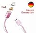 Produktbild NEUE GENERATION IN BESTER QUALITÄT: 2-in-1 Magnetisches USB Ladekabel passend für  iPhone iPad Android Smartphones Tablets - DEUTSCHE MARKE - Datenkabel mit Micro-USB & Magnet (Rosegold)