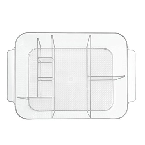 mDesign Schreibtisch Organizer – Farbe: Durchsichtig – Sortierbox mit 8 verschieden großen Fächern und integrierten Griffen – Praktisches Schreibtisch Ordnungssystem für einen aufgeräumten Arbeitsplatz - 6