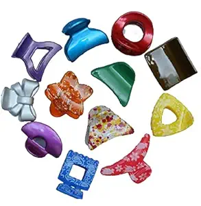 Shivoham Trendy fashion plastic Hair Clutch for Women Medium Size Trendy Hair Clip pack of 12 hair claw(multicolour_design may very(s2) (Style_2)