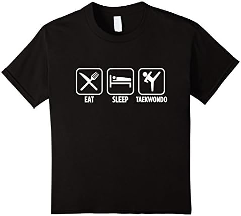 Kids Eat Sleep Taekwondo Martial Arts Funny T-Shirt 12 Black
