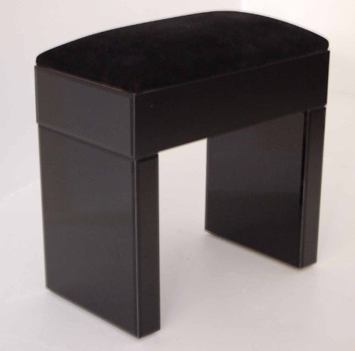 MY-Furniture Venezianischer verspiegelter Schminktisch/Konsole mit schwarzem Hochglanzspiegel + Dreifach klappbarer Frisierspiegel + Hocker - 4