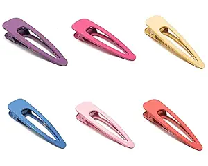 APPSAMBR-Matte Colorful Alligator Hair Clips Metal Hollow Hair Pins Barrettes Hair Dressing DIY Hairpin Art Project for Girls and Women (Alligator Hair Clip Pack of 6)