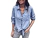 Produktbild Blusen Damen Langarmshirt Taschenhemd Bluse Frauen Mode Denim Cuffed Shirt Elegant T-Shirt Verband Langarm Oberseiten,ABsoar