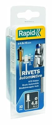 Rapid, 5000404, Rivets Automobile, ø4, 8x16mm, 32 pièces, Couleurs: Bleu, jaune