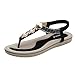 Produktbild Sandalen Damen Sommer Flip Flops Sandaletten Bohemian Flach Zehentrenner Strandschuhe PU Leder Sandals mit Strass (EU:37, Schwarz)