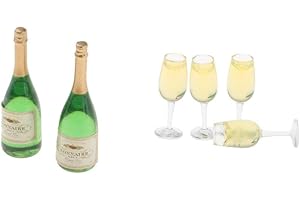 Perfeclan Wein Flaschen Champagner Flasche und Weinglas für Puppenstube Puppenhaus Maßstab 1:12