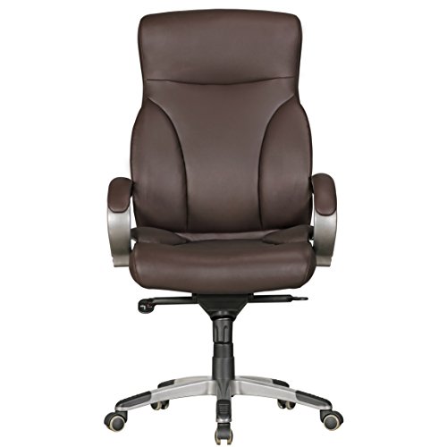 Amstyle office chair BERLIN Brown X-XL-150 KG load desk chair imitation leather executive chair tilt function upholstered swivel chair with armrests swivel chair backrest ergonomically hard floor casters