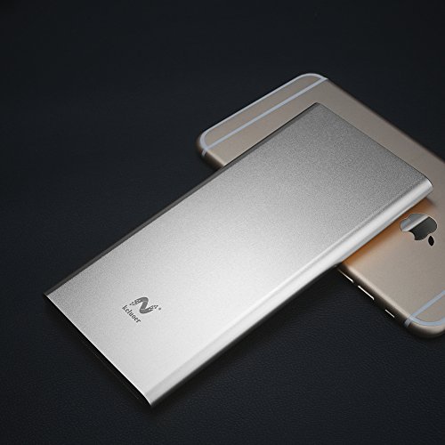 Keluoer Power Bank 10000mAh Ultra Dünn & Kompakt Externer Akku Dual-Port USB Ladegerät für Apple iPad, iPhone, Android Phones, Smartphones, Handys und Tablets (Silber) - 5
