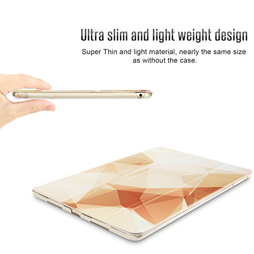 iPad Air 2 / iPad 6 Hülle, Infiland Ultra Dünn Tri-Fold Smart-Muschel PU Leder Ultra Schlank Superleicht Ständer Smart Shell Cover Schutzhülle Etui Tasche für Apple iPad Air 2 (2014 Modell)/ iPad 6(mit Auto Schlaf / Wach Funktion)(Goldene Quadrate) - 5