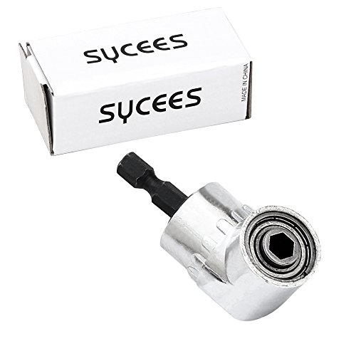 SYCEES 105° Winkelschrauber Vorsatz Adapter mit 1/4 Zoll Schnellwechsel- und magnetischen Bit Halter Winkelschraubendreher Winkelgetriebevorsatz Winkelbohrmaschine - 5