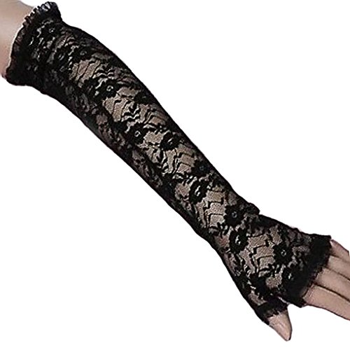 LY Ladies Summer Sun UV Protection Long Gloves Wedding Bridal Full Fingers Lace Flora Crochet Opera-length Driving Gloves Elastic Bride Ladies's Elegant Party Gloves Costume Cosplay Gloves