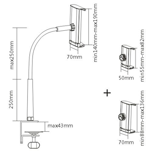 Störch Table-PAD-10 Super Flexible Tablet und Smartphone Halterung mit sicherer Schraub-Klemme - 3