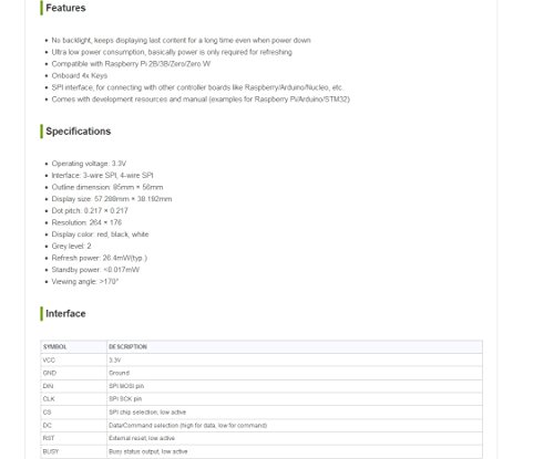 Tri-Color 2 7inch E-Ink Display Hat Resolution 264x176 3 3v E-Paper Electronic Screen Panel Three-Color with Embedded Controller SPI Interface for Raspberry Pi STM32 Arduino reviews Tri-Color 2 7inch E-Ink Display Hat Resolution 264x176 3 3v E-Paper Electronic Screen Panel Three-Color with Embedded Controller SPI Interface for Raspberry Pi STM32 Arduino