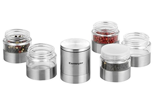 Esmeyer 290-246 Gewürzmühle SPICY mit 5 getrennten Ebenen, Keramikmahlwerk und Kunststoff Dosen, Ø: 50 mm, Höhe: 250 mm, Volumen: 5×0,05 Liter, - 6