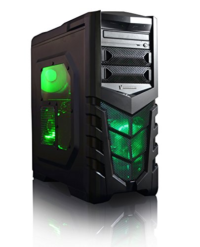 VIBOX Scope 1 Gaming PC – 3,9GHz AMD A4 Dual-Core APU, GT 710 GPU, preiswerte, Familien, Multimedia, Heim- & Bürocomputer, Desktop Gamer Computer mit Spielgutschein, Grün Innenbeleuchtung, lebenslange Garantie* (3,7GHz (3,9GHz Turbo) superschneller AMD A4-6300 Dual-Core-APU / CPU-Prozessor, Nvidia GeForce GT 710 1GB Grafikkarte GPU, 8GB DDR3 1600MHz RAM, 1TB (1000GB) SATA III HDD 7200rpm Festplatte, 400W 85+ Netzteil, CIT Vanquish Grün Gaming Geh§use, FM2+ Mainboard, Ohne Windows Betriebssystem) - 2