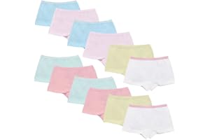 Yintry Kids Soft Comfort Cotton Underwear Little Girls Assorted Boyshort Panties (Pack of 12)