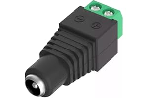 TECHZOCO Conector de alimentación DC, Conector Jack Hembra Alimentación CCTV, Apto para Tira LED, Altavoces Bluetooth, Monitor de cámara CCTV, Admite 32 V CC 5 A, DC 5.5 x 2.1 mm, Hembra, 1 ud