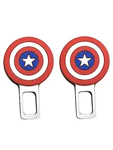 AUTO MT Captain America Car Seat Belt Clip Buckle and Safety Alarm Stopper for All Cars (2 pcs)