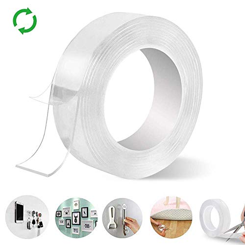 Preisvergleich Produktbild BOWFU Multifunktionales Doppelseitiges Klebeband,Nano Entfernbares Waschbares Spurloses Klebeband Wiederverwendbares rutschfeste,Küche,Teppichbefestigung... von Fotos(9.8ft / 3M)