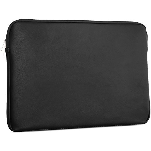 CASEZA Boston MacBook Pro 15 Kunstleder H  lle Schwarz - Edle PU Leder Tasche Sleeve f  r das Apple MacBook Pro 15 - - Laptoptasche passt auch f  r 14