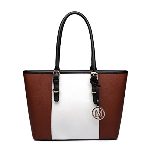 Miss Lulu Borse da donna per celebrità firmate da donna Borse in pelle stile ecopelle con manici regolabili (Marrone)