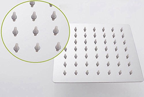ke1aip 20,3 cm 360 ° Drehgelenk quadratisch Regendusche Kopf Verlängerung Edelstahl Dusche Kopf Spray + Schlauch (1,5 m) + Boden - 4
