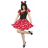 Damen Kostüm Maus, Kleid rot-schwarz Karneval (36) (38) (40) (42) (S)