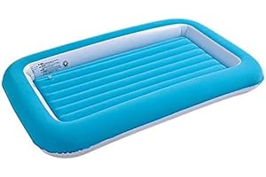 ELEX Trendi Airbed with Bumper - Junior & Kids Camping Bed, Inflatable with Airlock, Electric Air Pump - Pink and Blue (Blue)