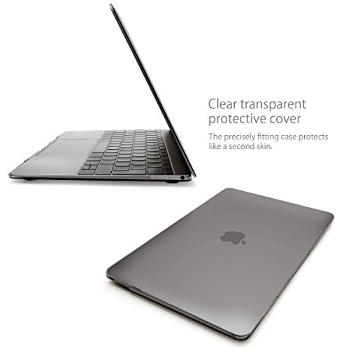 MyGadget H  lle Crystal Clear Case - f  r Apple MacBook 12  Retina  ab 2015  mit USB C  A1534  - Schutzh  lle Plastik Cover Hartschalen Tasche in Grau