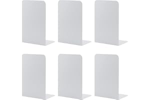 3 Pairs Book Ends for Shelves, MSDADA Heavy Duty Bookends for Office, School&Home, Metal Bookends for Heavy Books, Anti Slip Book Holder Bookend Supports Book Stoppers for Bookworms Gift(White)