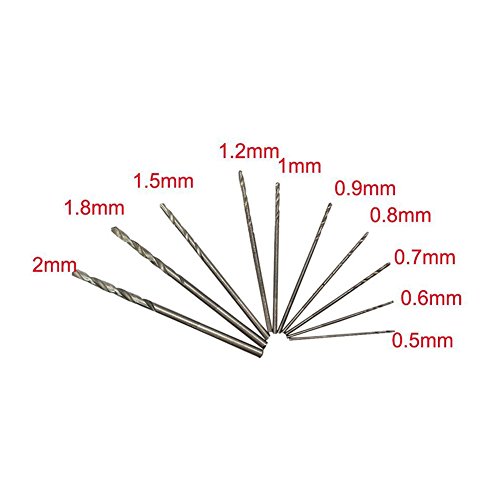 JTENG Spannzangen-Set (Spannmutter, Spannzangen 0,5/1/1.5/2.5/3.0 mm) Bohrer Spannzange 10 stk. kleiner elektrisch Micro Twist Bohrfutter Set mit Inbusschlüssel Schnellspannbohrfutter High Speed Stahl Spiralbohrer - 4