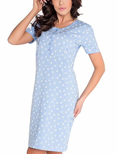 Dobranocka 5017 Maternity/Nursing Nightdress,Size L,Aqua