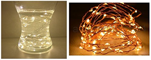 Preisvergleich Produktbild 20er LED Drahtlichterkette Warmweiß KUPFERDRAHT Lichterkette Lichterkette Lämpchen Batterie transparentes Weihnachten Weihnachtsbeleuchtung Leuchtdauer