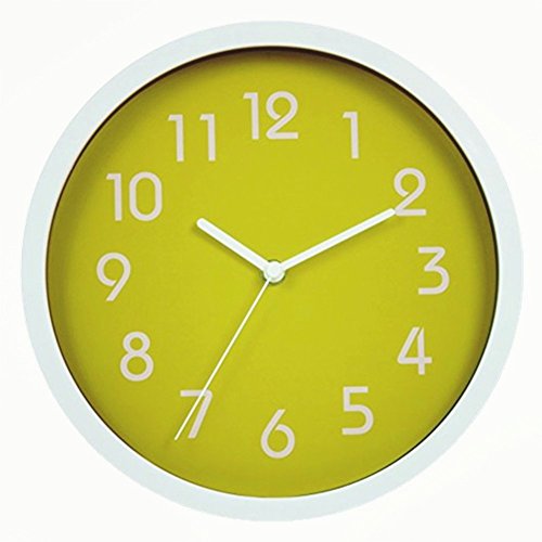 Binwo Moderne bunte stilvolle elegante Stille Nicht Ticken Startseite Wanduhr Wanduhren 10 Inches (Grün)